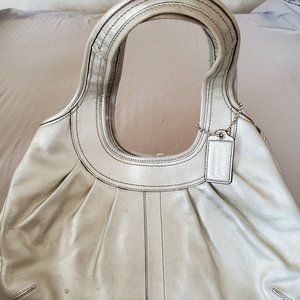 Coach 12831 Ergo Pleated silver/Platimun Leather Kisslock handbag
